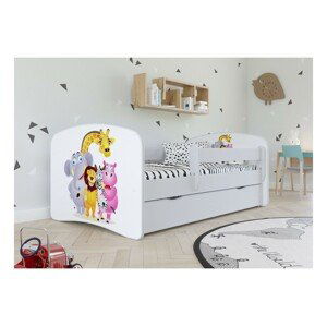 Kocot kids Dětská postel Babydreams ZOO bílá, varianta 80x180, bez šuplíků, s matrací