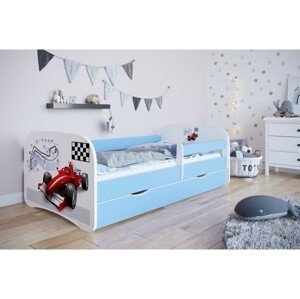 Kocot kids Dětská postel Babydreams formule jedna modrá, varianta 70x140, bez šuplíků, s matrací