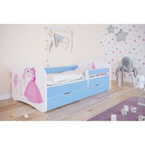 Kocot kids Dětská postel Babydreams princezna a poník modrá, varianta 80x160, bez šuplíků, s matrací