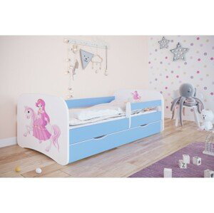 Kocot kids Dětská postel Babydreams princezna na koni modrá, varianta 80x160, bez šuplíků, s matrací