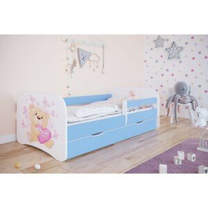 Kocot kids Dětská postel Babydreams medvídek s motýlky modrá, varianta 80x160, bez šuplíků, bez matrace