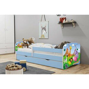 Kocot kids Dětská postel Babydreams safari modrá, varianta 70x140, se šuplíky, bez matrace