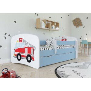 Kocot kids Dětská postel Babydreams hasičské auto modrá, varianta 80x180, bez šuplíků, s matrací