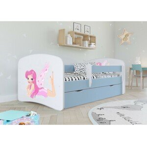 Kocot kids Dětská postel Babydreams víla s křídly modrá , varianta 70x140, bez šuplíků, s matrací