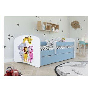 Kocot kids Dětská postel Babydreams ZOO modrá, varianta 80x160, bez šuplíků, s matrací