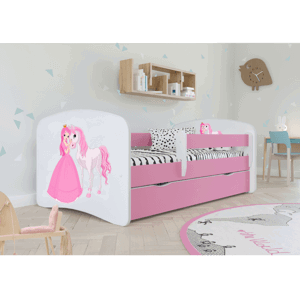 Kocot kids Dětská postel Babydreams princezna a poník růžová, varianta 80x180, se šuplíky, s matrací