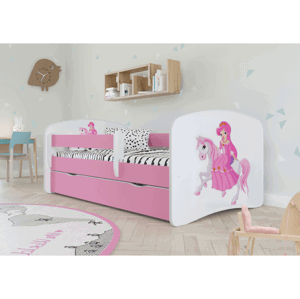 Kocot kids Dětská postel Babydreams princezna na koni růžová, varianta 70x140, se šuplíky, bez matrace