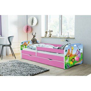 Kocot kids Dětská postel Babydreams safari růžová, varianta 70x140, se šuplíky, bez matrace