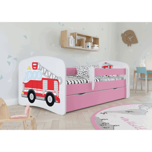 Kocot kids Dětská postel Babydreams hasičské auto růžová, varianta 70x140, bez šuplíků, bez matrace