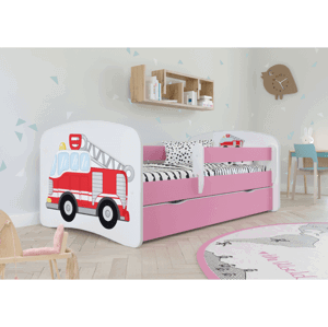 Kocot kids Dětská postel Babydreams hasičské auto růžová, varianta 80x160, bez šuplíků, bez matrace