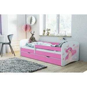 Kocot kids Dětská postel Babydreams víla s motýlky růžová, varianta 70x140, se šuplíky, bez matrace