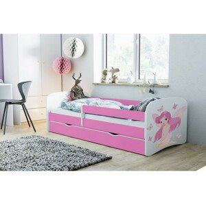 Kocot kids Dětská postel Babydreams víla s motýlky růžová, varianta 80x160, se šuplíky, s matrací