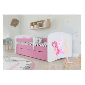 Kocot kids Dětská postel Babydreams víla s křídly růžová, varianta 70x140, bez šuplíků, bez matrace