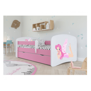Kocot kids Dětská postel Babydreams víla s křídly růžová, varianta 80x160, bez šuplíků, s matrací