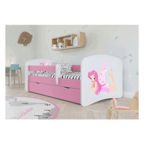 Kocot kids Dětská postel Babydreams víla s křídly růžová, varianta 70x140, se šuplíky, bez matrace