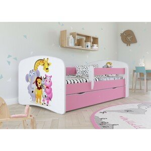 Kocot kids Dětská postel Babydreams ZOO růžová, varianta 70x140, bez šuplíků, bez matrace