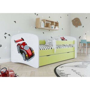 Kocot kids Dětská postel Babydreams závodní auto zelená, varianta 70x140, bez šuplíků, s matrací