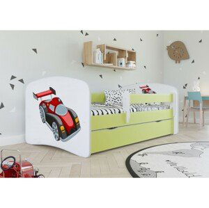 Kocot kids Dětská postel Babydreams závodní auto zelená, varianta 80x160, bez šuplíků, s matrací