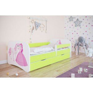 Kocot kids Dětská postel Babydreams princezna a poník zelená, varianta 80x180, bez šuplíků, s matrací