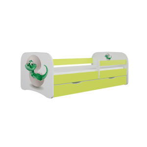 Kocot kids Dětská postel Babydreams dinosaurus zelená, varianta 80x180, se šuplíky, s matrací