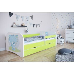 Kocot kids Dětská postel Babydreams medvídek zelená, varianta 80x180, bez šuplíků, bez matrace