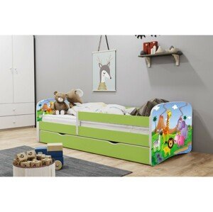 Kocot kids Dětská postel Babydreams safari zelená, varianta 70x140, se šuplíky, bez matrace