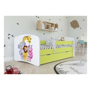 Kocot kids Dětská postel Babydreams ZOO zelená, varianta 80x160, bez šuplíků, s matrací