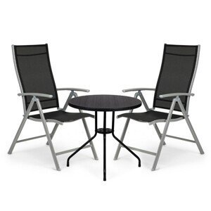 MODERNHOME Sada zahradního nábytku - stůl + 2 židle Anabela stříbrná