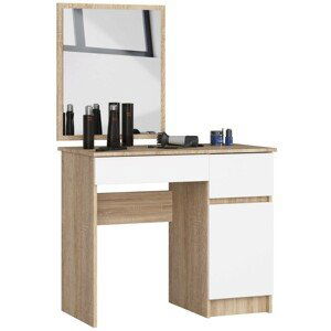 Ak furniture Kosmetický stolek se zrcadlem P-2/SL dub sonoma/bílý pravý