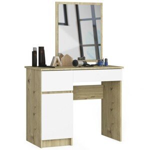Avord Kosmetický stolek se zrcadlem P-2/SL dub artisan/bílý  levý