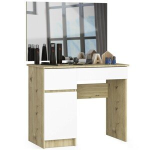 Ak furniture Kosmetický stolek se zrcadlem P-2/SL I dub artisan/bílý  levý