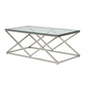 Hector Skleněný konferenční stolek Harlow 120 cm stříbrný/čiré sklo