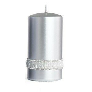Mondex Svíčka Crystal Opal 18 cm stříbrná