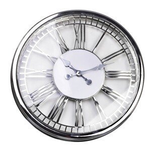 Mondex Prolamované hodiny Zegar 50,5x4,5cm stříbrné