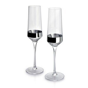 Affekdesign Sada dvou sklenic na šampaňské Mirella 220ml čirá/stříbrná