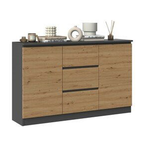 TP Living Komoda Saloe 2D3S 120 cm antracit/dub artisan