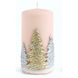 Mondex Dekorativní svíčka Winter Trees I růžová