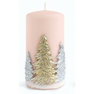 Mondex Dekorativní svíčka Winter Trees III růžová