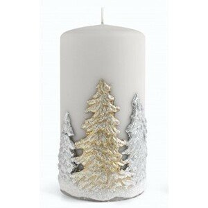 Mondex Dekorativní svíčka Winter Trees I šedá