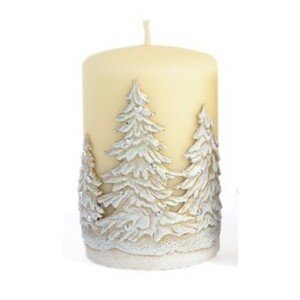 Mondex Dekorativní svíčka Winter Trees III krémová
