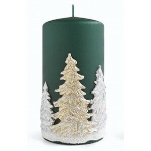 Mondex Dekorativní svíčka Winter Trees II zelená