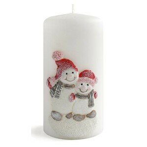 Mondex Vysoká svíčka Snowman 17,5 cm bílá