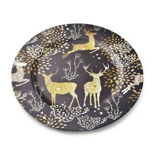 Mondex Dekorativní podtalíř Blanche Festive I 33 cm černý s jeleny