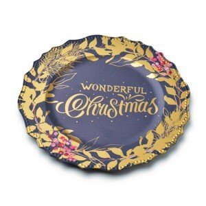 Mondex Dekorativní podtalíř Blanche Festive III 33 cm s vánočním motivem modrý