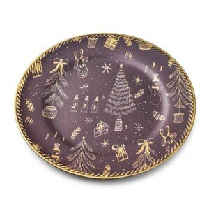Mondex Dekorativní podtalíř Blanche Festive IV 33 cm s vánočním motivem černo-zlatý