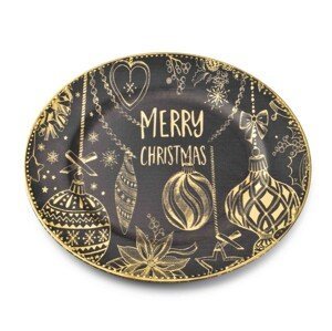 Mondex Dekorativní podtalíř Blanche Festive VI 33 cm s vánočním motivem černo-zlatý