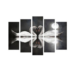 Wallity Vícedílný obraz Swan Lake 105 x 70 cm černý/bílý