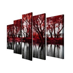 Wallity Vícedílný obraz Red Leaves 105 x 70 cm červený