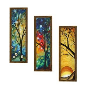 Wallity Sada obrazů Trees 3 ks 19x70 cm  modrá/oranžová