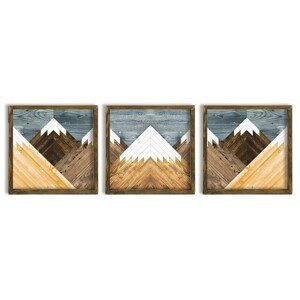 Wallity Sada obrazů Mountains 3 ks 50x50 cm hnědý